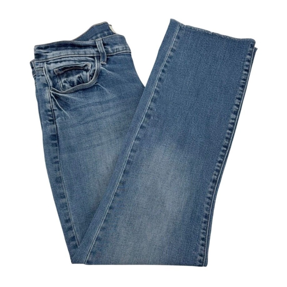L'AGENCE‎ Womens Size 29 Jeans Blue Mid Rise Straight Leg Raw Hem Cropped Denim